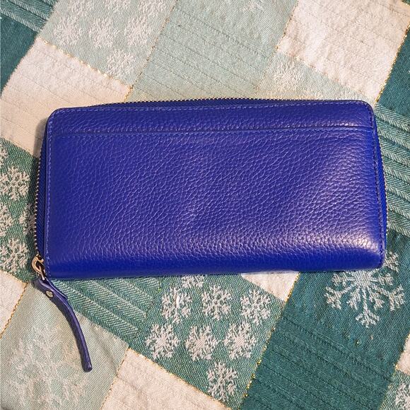 Kate Spade Laurel Way Neda Large Pebbled Leather Zip Up Cornflower Blue wallet - Picture 6 of 7